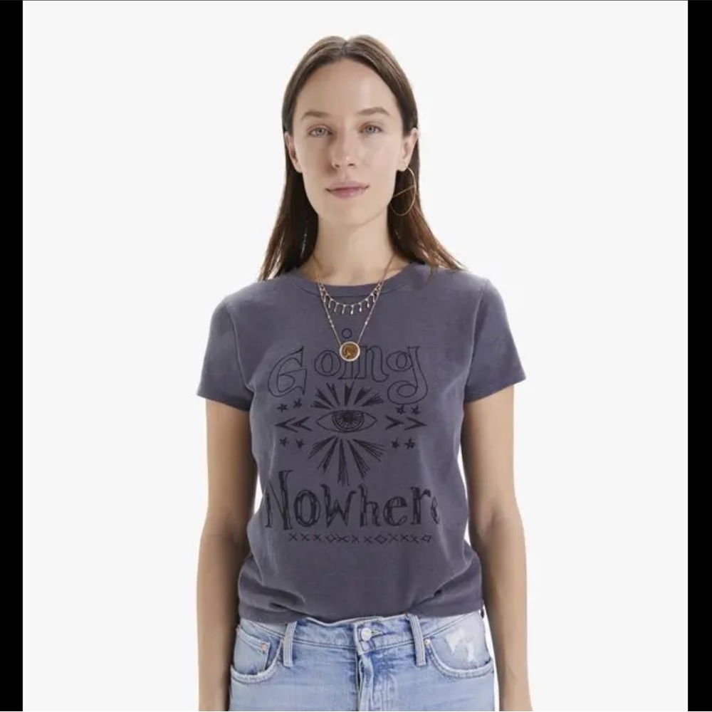 MOTHER Superior Going Nowhere Graphic Tee - Women's Blue Short Sleeve Shirt - XS